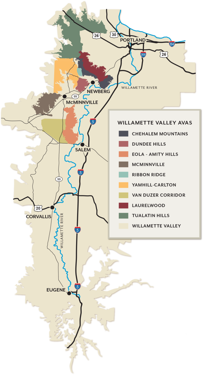Willamette Valley AVA Map